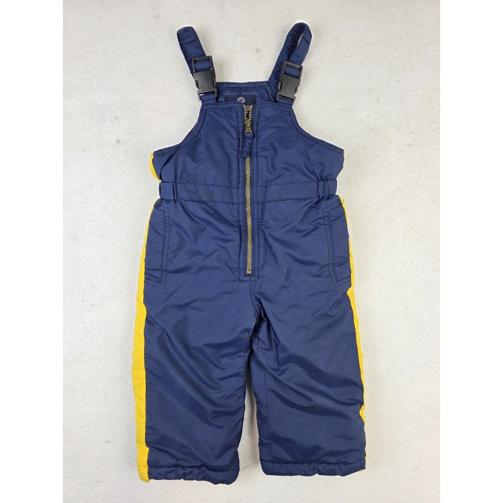 Oshkosh Kids Snowsuit Bibs Overall Puffer‎ Pants 24M Months Navy Yellow *READ*